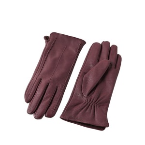 TOPS0130O1 Gants en cuir rouge <span class=keywords><strong>vin</strong></span> de haute qualité, durables, chauds et douillets pour l'hiver, gants en cuir pour la maison - Product Image 3