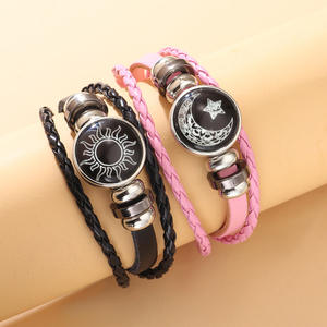 Hot Vintage Punk Multi Layer Beaded Woven Alloy Unisex Charm Bracelet Sun Moon Lover's Time Charm Pareja Regalo - Product Image 3