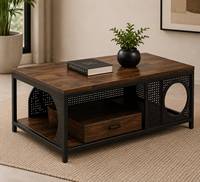 Table à thé en noyer simple et luxueuse, style américain rétro, table basse carrée pour salon, meubles de maison, décoration classique moderne