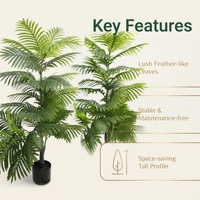 Palmier Areca Artificiel en Plastique de 135 cm de Hauteur, Plante en Pot, Palmier Tropical Réaliste, Tronc Brun Foncé, Feuillage Vert Vif