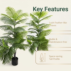 Palmier Areca Artificiel <span class=keywords><strong>en</strong></span> Plastique de 135 cm de Hauteur, Plante <span class=keywords><strong>en</strong></span> Pot, Palmier Tropical Réaliste, Tronc Brun Foncé, Feuillage Vert Vif - Product Image 2