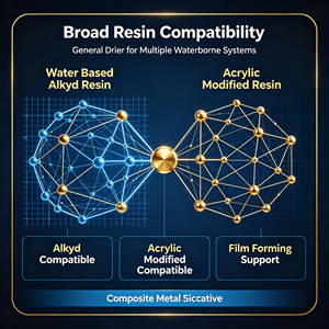 Siccative pour résine aqueuse à séchage général, pour composites métalliques, compatible avec les résines alkydes et acryliques modifiées à base d'eau - Product Image 4