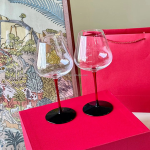 High-Legged Long Stem Eco-Friendly Crystal <b>Red</b> Wine Glass Gift Set Tall Wide-Mouth Cup Set of 2 - Product Image 5