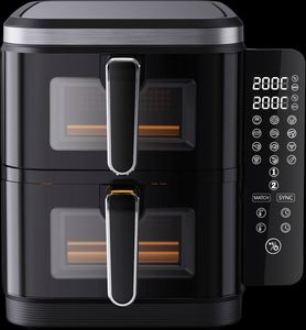 Friteuse à air électrique double panier 11L 2026 avec contrôle numérique et minuterie 0-60 min 200W ° Contrôle de température C, revêtement PTFE, sans huile, 2800W - Product Image 2