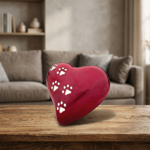 Red Heart Pet Urn Metal <b>Keepsake</b> Cremation <b>Ashes</b> Memorial Container Custom Design - Indian Home Crafts - Product Image 3