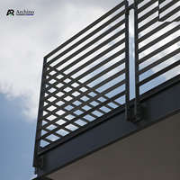 Luxuriöses Minimalistisches Aluminium-Balkongeländer, Schwarze Horizontale Lamellen-Balustrade zum Selbsteinbau für Moderne Häuser, Treppen und Villen