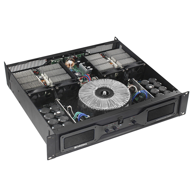 Class H 3CH 2*1000W+1600W Power Amplifier for KTV Nightclubs Excellent Protection High Fidelity Sound System Audio 4ohm Metal