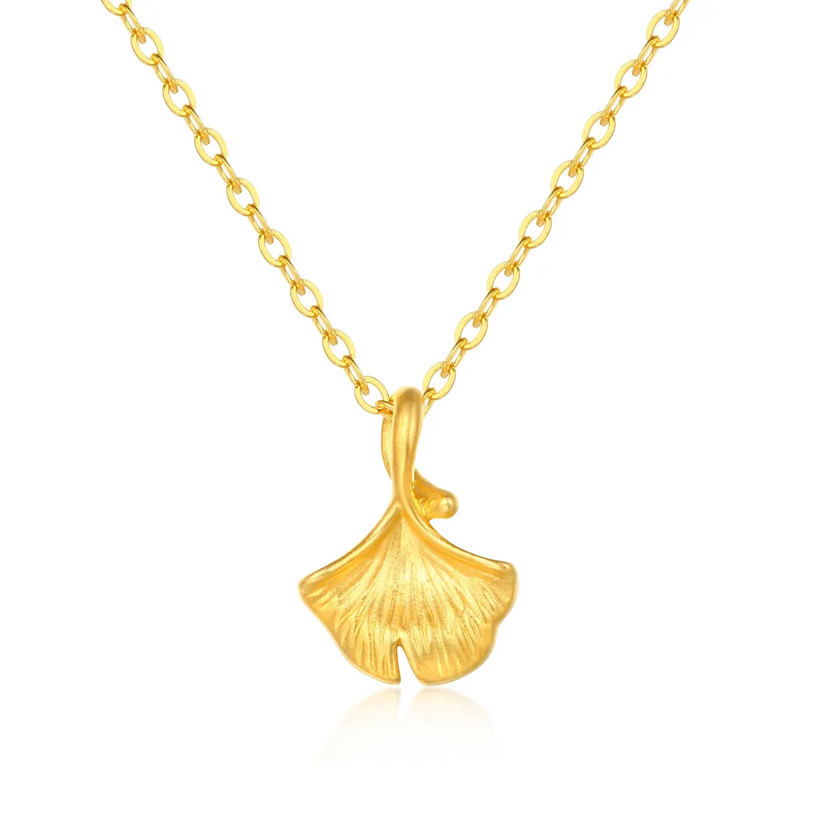 Neuankömmling Modern Style 24 Karat Gold Drei dimensionale Halskette Anhänger für Frauen Ginkgo Leaf Style Gold Gefüllte Lady Anhänger