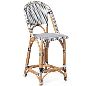 Nordic Luxury High Back Chair Vintage French Woven <strong>Dining</strong> Chair Rattan Kitchen Bar Chairs Bar <strong>Stools</strong> - Product Image 5