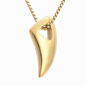 Collier pour homme en acier inoxydable avec pendentif en forme de corne d'animal, couleur or, style punk, 23 mm - Product Image 1