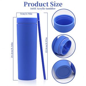 Custom Logo 16oz Double Wall Bpa Free Blanks Matt Pastel Plastic16 Oz Skinny Acrylic Tumbler Cups With Lid Straw - Product Image 2