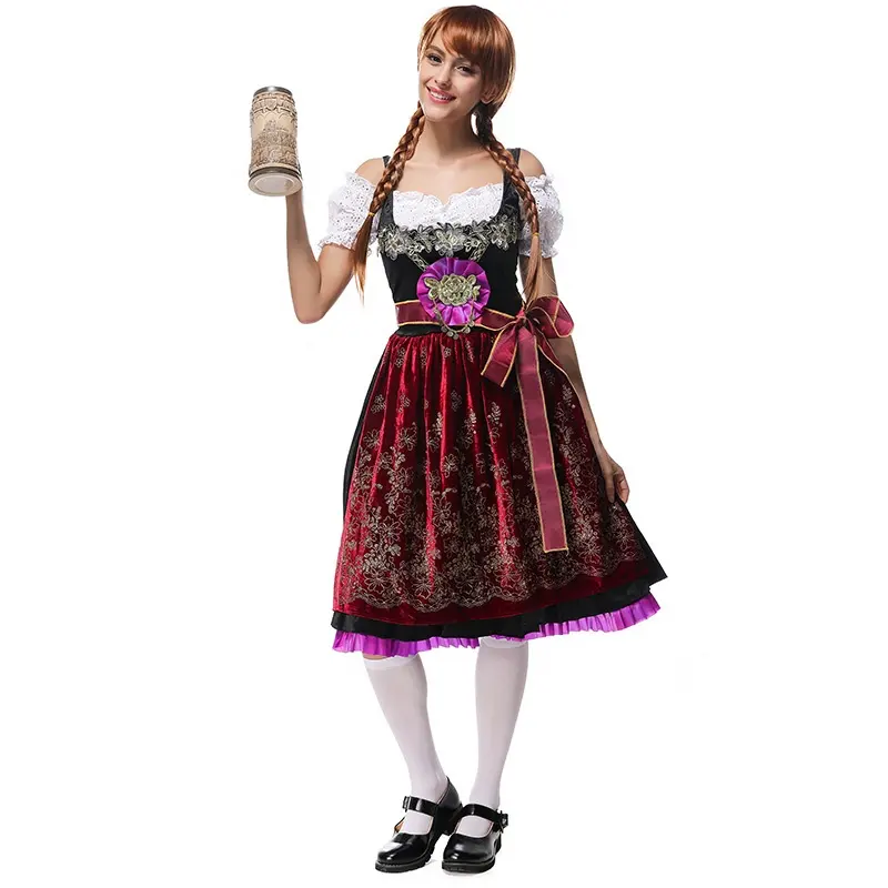 Октоберфест, карнавальное платье для Хэллоуина, женское платье из немецкого дирндла, костюмы для баварского вышитого Октоберфеста, платье для дирндла