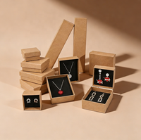 Boîte à bijoux en papier kraft recyclé personnalisée, pour boucles d'oreilles, collier, bracelet, montre, emballage cadeau