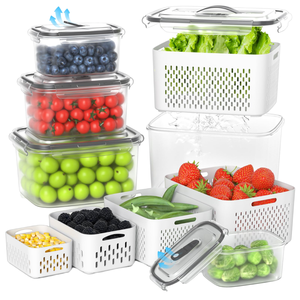 Rectangular Plastic Food <b>Containers</b> With Lids <b>Stackable</b> Ventilated Bins For Fresh Produce <b>Storage</b> 1-5L Capacity - Product Image 6
