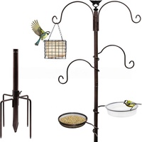 USMILEPET Mangeoire et abreuvoir pour oiseaux sauvages en fer, sur pied, pour cour, kit de station d'alimentation pour oiseaux