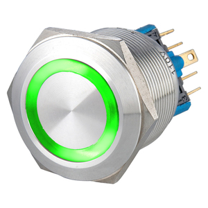 Botón Pulsador Momentáneo Jess 2NO2NC IP65 de Acero Inoxidable con Anillo Iluminado LED Azul, 24V, para Electrodomésticos e Industria - Product Image 3