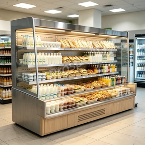Refrigerador de exhibición con cortina de <span class=keywords><strong>aire</strong></span> abierta y refrigeración por <span class=keywords><strong>aire</strong></span>, con descongelación automática para uso comercial en catering - Product Image 1