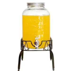 Glass Dispenser Best Selling Home Kitchen Party High Quality 5L Glass Juice Beverage Dispenser Jar With Tap