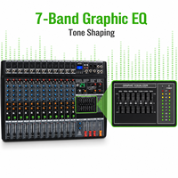 Mezclador de Audio V12-USB de 12 Canales, Consola de Sonido con 24 Efectos DSP, Ecualizador Gráfico de 7 Bandas, USB, Bluetooth para Estudio, Escenario y Transmisión en Vivo