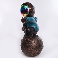 Bureau Cosmonaute Bronze Statue Espace Astronaute Lune Spaceman Sculpture Résine Arts Enfant Cadeaux Ornement Chambre Décor pour Hommes