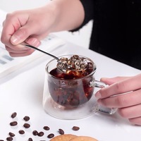 Mug à expresso moderne en verre borosilicate transparent à double paroi de 180 ml avec poignée, résistant à la chaleur, compatible lave-vaisselle, pour café et thé