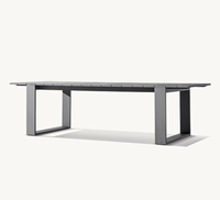 Ensemble de salle à manger moderne pour patio, jardin et hôtel, résistant aux intempéries, couleur personnalisée, table rectangulaire en aluminium thermolaqué durable pour l'extérieur