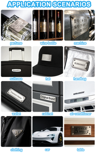 Targhette in metallo personalizzate di alta qualità con logo in rilievo per borse di marca - Product Image 6