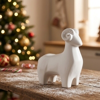 Drei Schafe bringen Glück: Keramik-Deko, niedliche Schaf-Skulptur, moderne nordische minimalistische Ornamente für das neue Haus und das Wohnzimmer