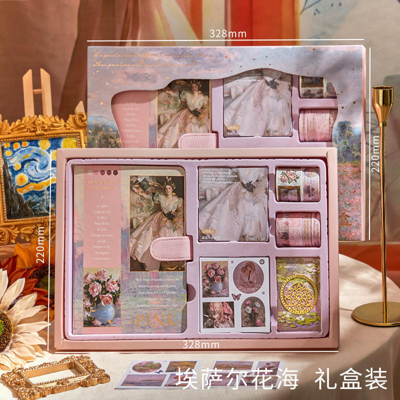 กล่องของขวัญภาพวาดสีน้ำมันดอกไม้ทะเล