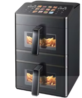 Friteuse à air numérique à écran tactile couleur de 3000 W, 12 L, 12 menus, 2 paniers, 3 éléments chauffants, technologie rapide, friteuse à air à double empilage