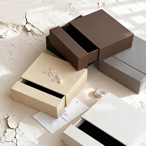 Cajón de caja de papel rectangular de embalaje de joyería de lujo respetuoso con el medio ambiente con logotipo personalizado para collar de anillo para presentar joyería Premium - Product Image 6