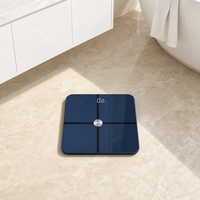 Balance connectée intelligente Bluetooth de précision pour la composition corporelle, écran LCD en verre trempé bleu marine, unités de mesure professionnelles pour la pesée à domicile