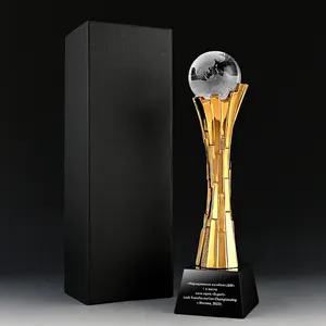 JY yeni tasarım kristal zanaat özelleştirilmiş kristal Metal kupa altın ödül kupa