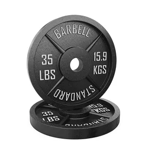 Factory Supply 45 Lb 45Lb Lifting Custom Wholesale Gym Barbell 20Kg Cast Iron Weights Plates in Lb