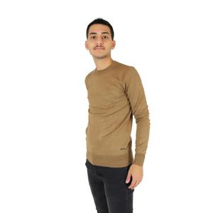 Maglione da uomo UTA4602 in maglia color cammello a maniche lunghe con scollo rotondo, abbigliamento casual - Product Image 2