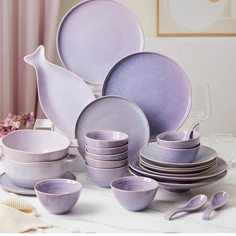 Purple Dinner Set Modern Luxury Ceramic Plates