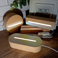 Support d'affichage personnalisable en bois de hêtre, forme ovale naturelle, pour veilleuse LED ronde ou rectangulaire, idéal pour l'art en acrylique et les veilleuses en cristal