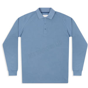 Polo sólido de manga larga para hombre de primera calidad, tela de mezcla de algodón de ajuste clásico, costuras duraderas para oficina o actividades al aire libre - Product Image 1