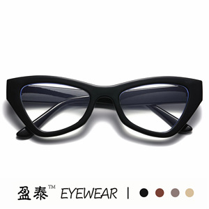 แว่นตา Yingtai ทรงแคทอาย ป้องกันแสงสีฟ้า กรอบเต็ม เลนส์ใส สำหรับทุกเพศ ดีไซน์ทรงเรขาคณิต - Product Image 1
