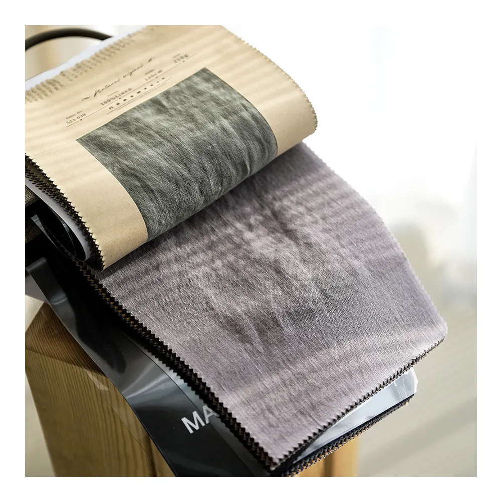 OEKO TEX kain Linen murni 100% rami Prancis lembut dicuci warna-warni berat menengah