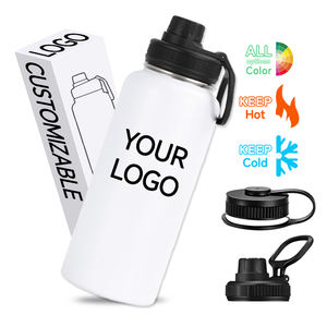 Cheaper Price Custom Logo Sport Steel <b>Water</b> <b>Bottle</b> Travel Wide Mouth <b>with</b> Handle Lid 32oz 1000ml Hot and Cold 1 Litre - Product Image 1