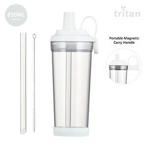 Botella de agua con pajita de Tritán de 850 ml, nueva, con orificio grande para té de burbujas, asa magnética portátil, para BOBA - Product Image 5