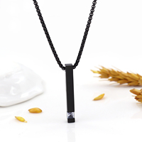 Collar con colgante de barra vertical grabado personalizado, collar de barra cepillada de oro grabable de acero inoxidable para niño y hombre, joyería grabada
