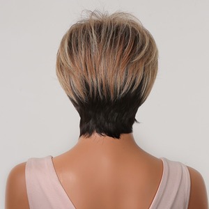 Peluca sintética Natural para Mujeres <span class=keywords><strong>Afro</strong></span>, pelo con flequillo lateral, Rubio mezclado, dorado, corte Pixie corto, envío rápido de fábrica - Product Image 2