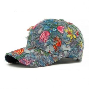Nouvelle Arrivée 2025 – Casquette de Baseball Distressed à Imprimé Floral Personnalisé, Style Ethnique, pour Femme, Chapeau de Soleil Tendance pour l'Extérieur - Product Image 4