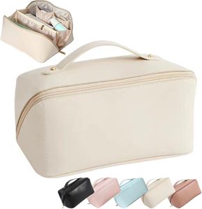 Sacs cosmétiques de voyage personnalisés en cuir PU, pochettes de maquillage portables, trousses de toilette, sacs de rangement pour produits de beauté et de soin, fabrication OEM - Product Image 1