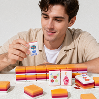 Set Mahjong Amerika Warna Oranye, Hiburan Santai, Pencocokan Warna, Akrilik, Grosir