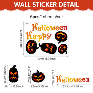 Adesivi Statici per Finestre di Halloween, Decorazioni con Zucche, Decalcomanie Rimovibili e Impermeabili per Vetri, Decorazioni per Finestre di Casa - Product Image 5