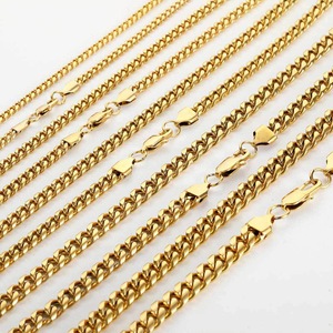 Collar para hombre <span class=keywords><strong>de</strong></span> acero inoxidable chapado en oro <span class=keywords><strong>de</strong></span> 18 quilates, cadena cubana encriptada, collar y pulsera estilo hip hop - Product Image 2