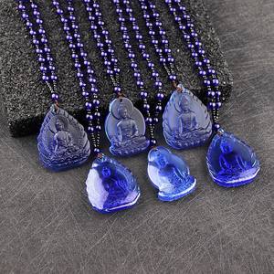 Manjushri Bodhisattva Anhänger grün Tara Medizin Buddha Guanyin Anhänger Halskette für Herren traditionelle chinesische Glasur-Halsband - Product Image 4